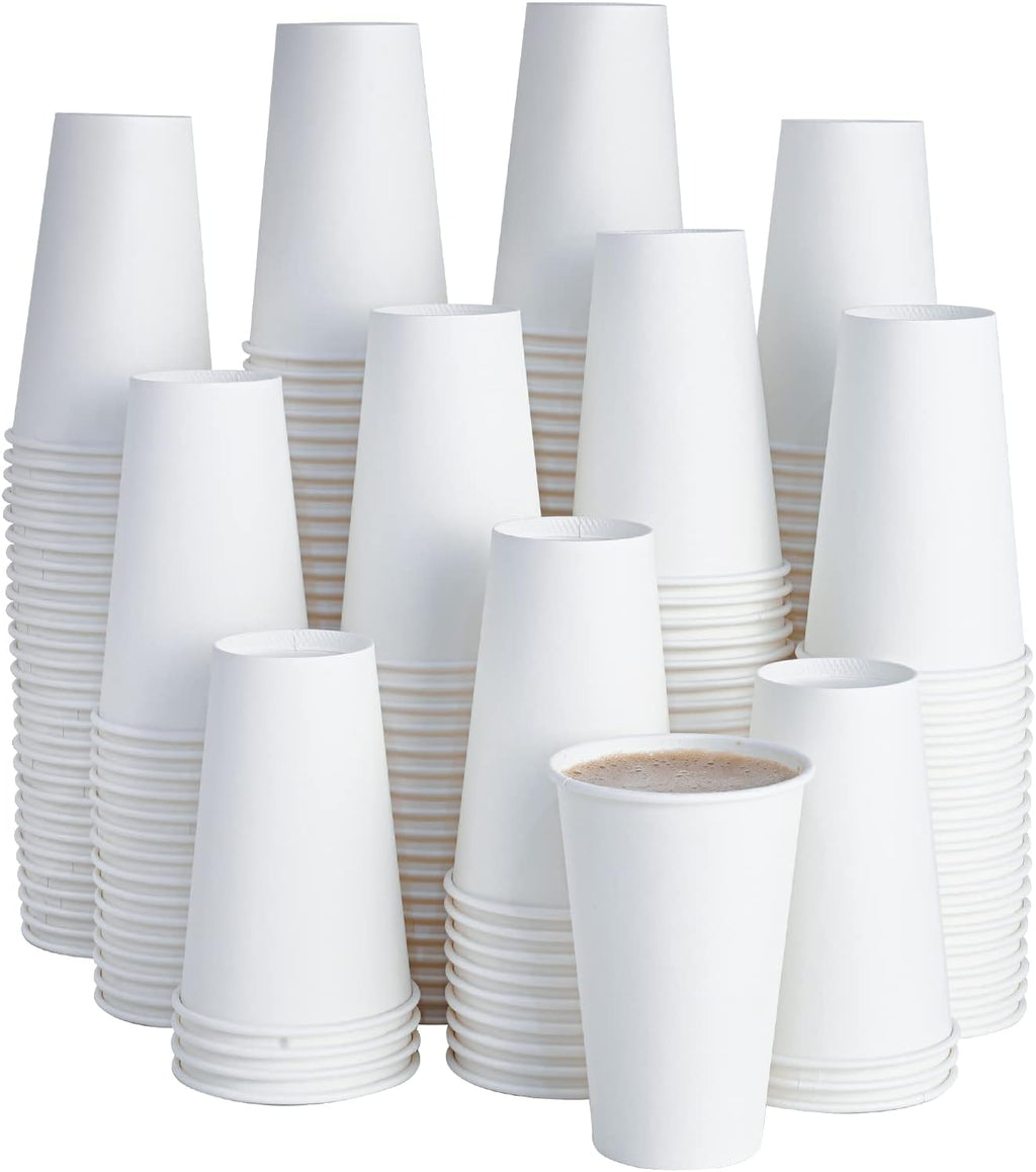 LITOPAK 210 Pack 16 oz Disposable Paper Coffee Cup, Hot/Cold Beverage Drinking Cups for Water, Paper Coffee Cups, White Hot Coffee Cups, Suitable for Party, Picnic, Travel, and Events