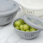 Rae Dunn Mixing Bowls with Lids - 10 Piece Plastic Nesting Bowls Set includes 5 Prep Bowls and 5 Lids (Grey)