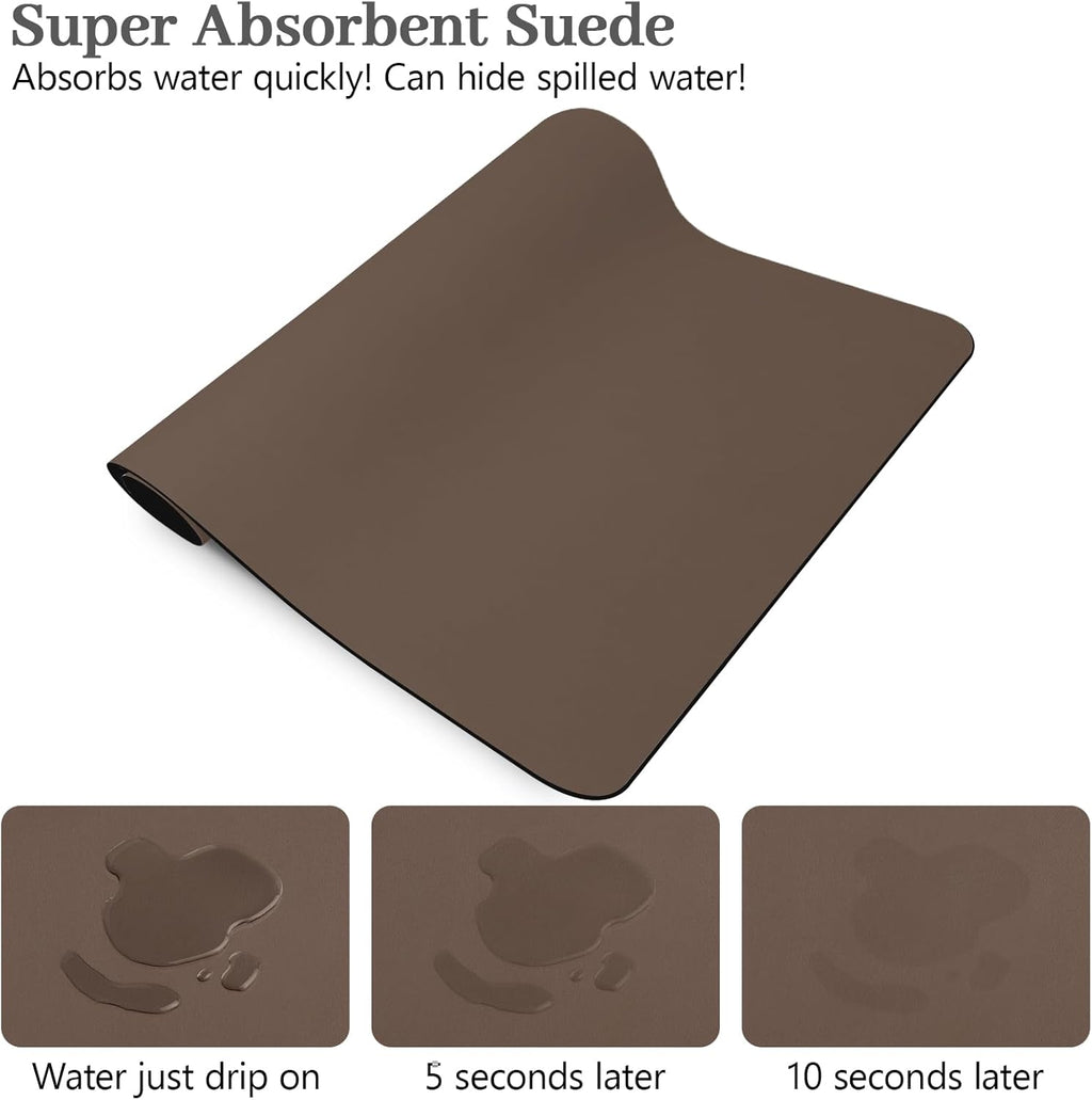 Bloss Coffee Mat, Bar Mat, Hide Stain Absorbent Drying Mat with Waterproof Rubber Back, Fit Under Coffee Maker Machine Pot Espresso Machine(12.2"x19.7", Brown)