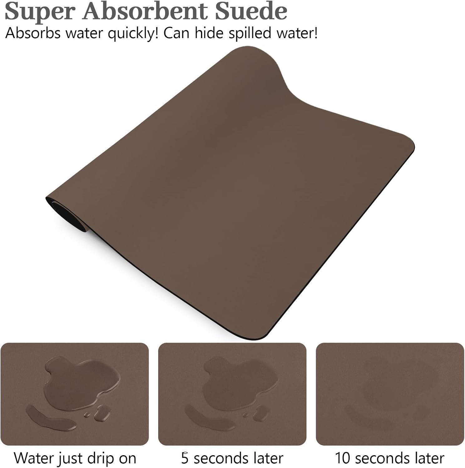 Bloss Coffee Mat, Bar Mat, Hide Stain Absorbent Drying Mat with Waterproof Rubber Back, Fit Under Coffee Maker Machine Pot Espresso Machine(12.2"x19.7", Brown)