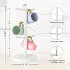 Wisuce Black Coffee Mug Tree Bamboo Mug Holder Coffee Cup Stand Mug Holders for Countertop Coffee Mug Rack Organizer Stand (White)