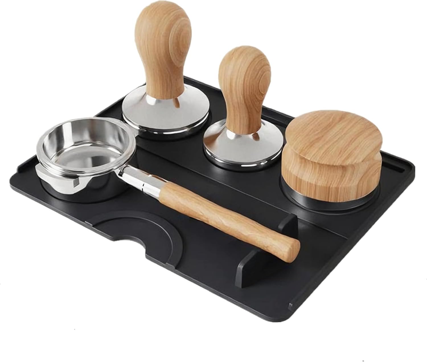 Espresso Tamping Mat, Coffee Tamper Mat, Espresso Mat for Counter, Silicone Tamper Mat, Food-grade, Non-Slip, Waterproof, Heat Resistant (Black, 25x20cm)