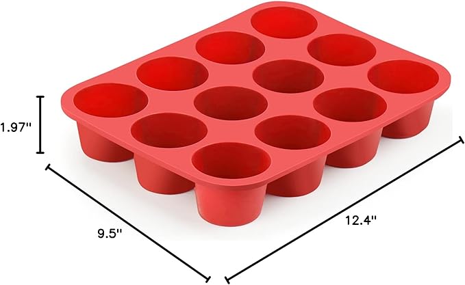 12-Cup Silicone Professional Non-Stick Popover Pans for Muffins, Brownies and Baking
