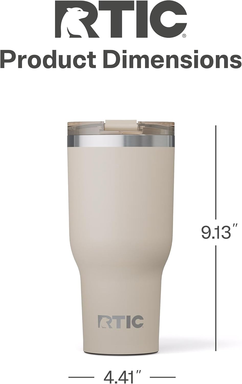 RTIC 40oz Essential Tumbler with Lid, Insulated, Stainless Steel, Metal, Double Wall Vacuum-Insulation, Ceramic Lined, Travel Cup for Iced Coffee, Tea, Hot and Cold Drink, Beach