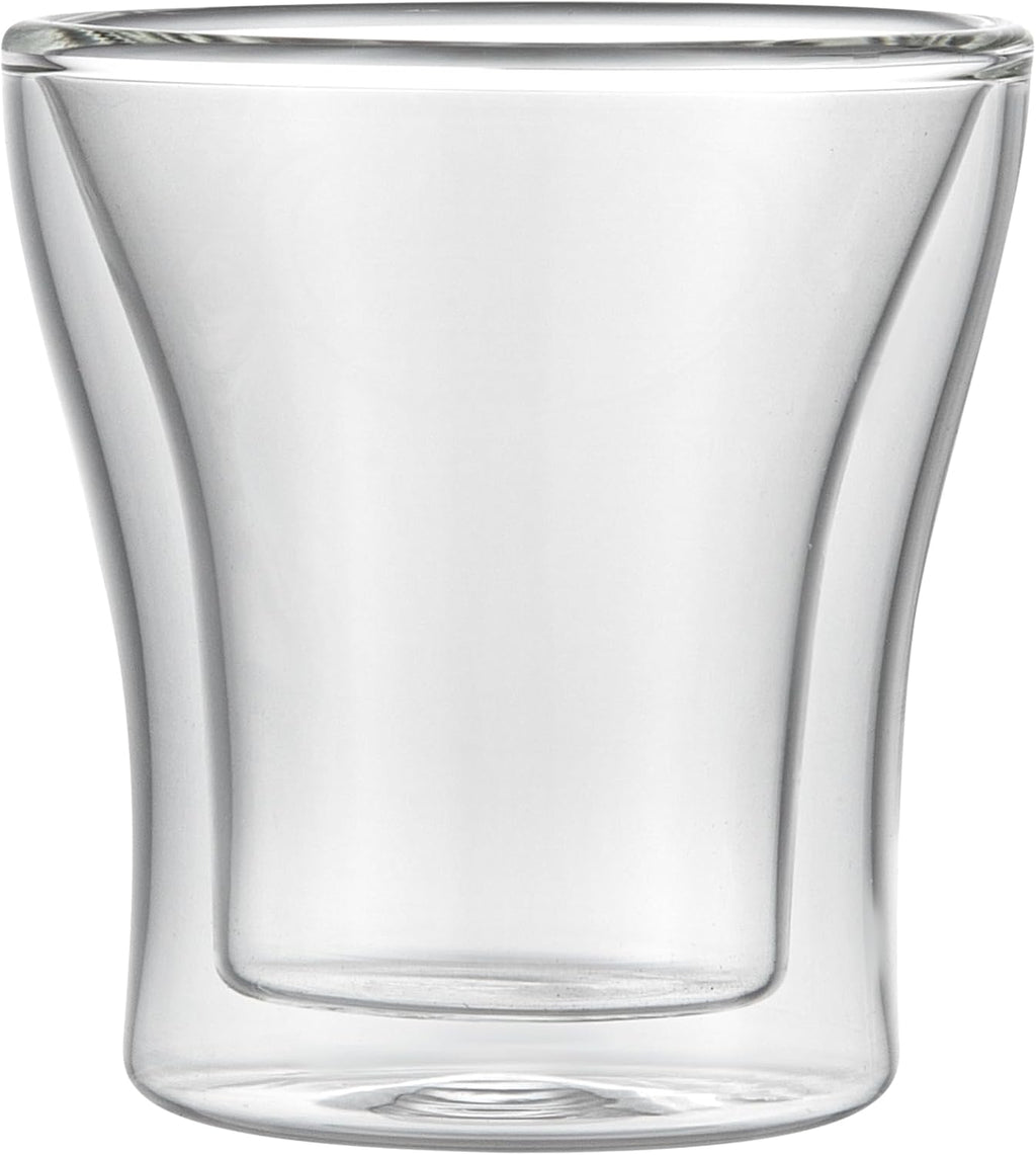 Restaurantware-Forma Professional 3.4 oz Double Wall Shot Glasses, 2 Insulated Espresso Cups - Dishwashable, Reusable, Clear Glass Coffee Cups, Freezable, For Hot Or Cold Beverages