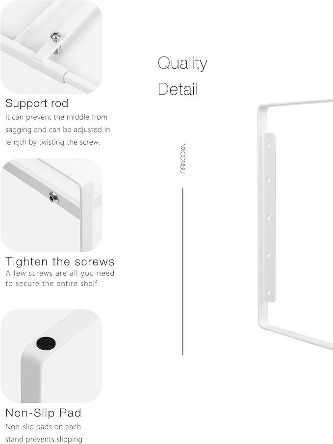 Nxconsu 2Pack Cabinet Shelf Organizer Expandable 5 Heights Adjustable Stackable Rack Riser for Kitchen Pantry Cupboard Under Sink Organization Storage Space Saver Heavy Duty Metal White