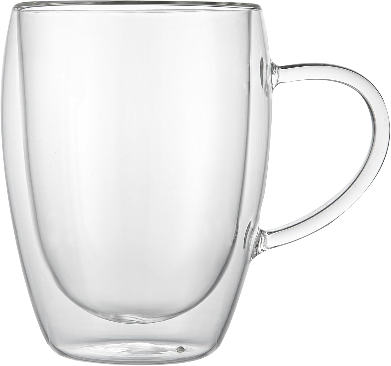 Restaurantware-Forma Professional 11.8 Ounce Glass Coffee Cups, 12 Insulated Coffee Cups With Handle - Dishwashable, Reusable, Clear Double Wall Beverage Tumblers, Freezable For Hot Or Cold Beverages