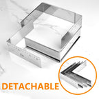 Guowall Stainless Steel Extensible Cake Ring Mold Adjustable Square Shaped Mousse Ring Detachable Nonstick Cake Cutter for DIY Baking - 6in