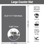 Ewen 25.6"x17.7"x0.08" Large Heat Resistant Silicone Mat for Kitchen Counter, 2mm Thick Countertop Protector Mat, Non-Stick Glass Top Stove Cover Pad for Appliances Coffee Maker Table Workbench Gray