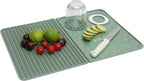 Foldable Bar Mat 18x12 inch - 3-in-1 Silicone Drying Mat with Removable Cutting Board & Rim Tray | Countertop Protector for Home, Outdoor, Travel | Professional Cocktail Accessories (green)