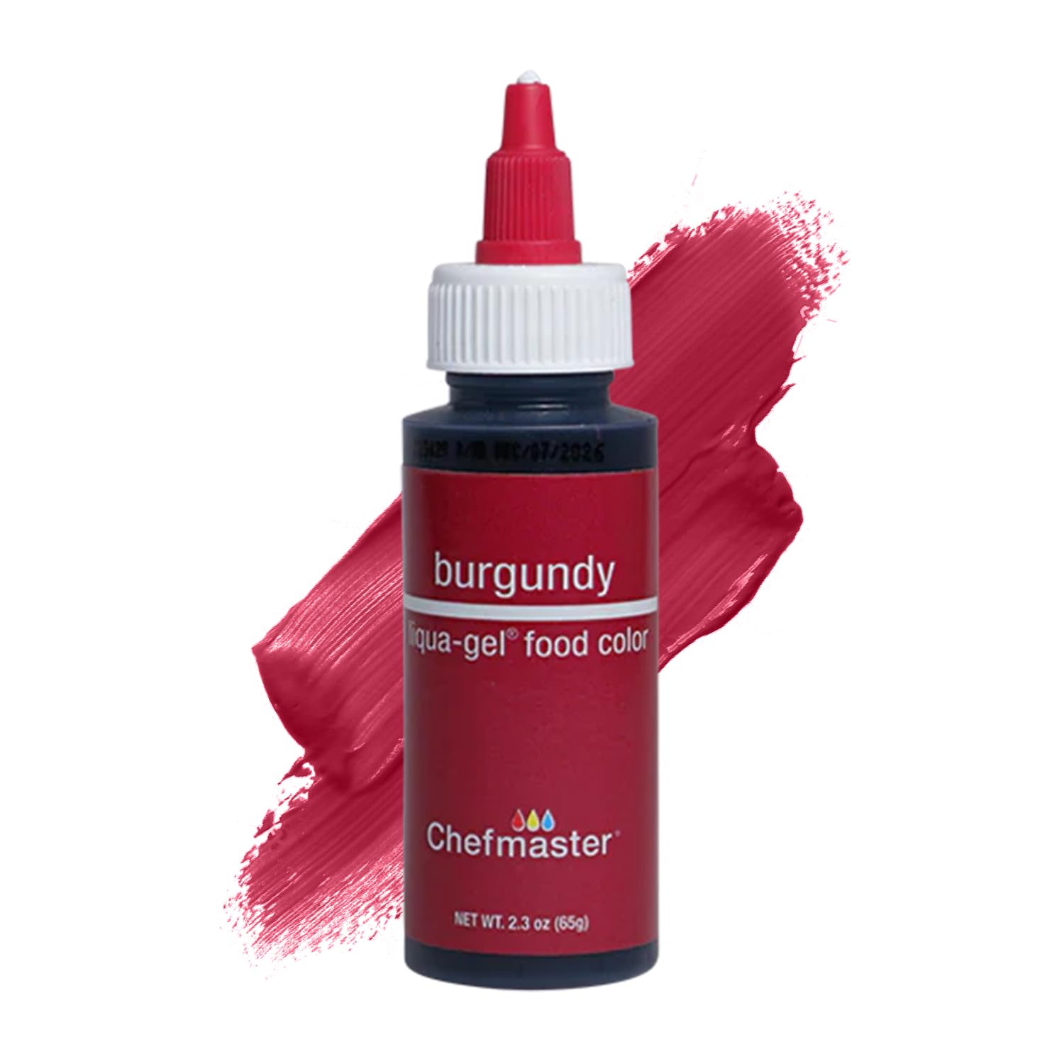 Chefmaster Burgundy Liqua-Gel® Food Coloring | Vibrant Color | Professional-Grade Dye for Icing, Frosting, Fondant | Baking & Decorating | Fade-Resistant | Easy-to-Use | Made in USA | 2.3 oz