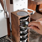 watchget Espresso Filter Basket Stand Portafilter Filter Basket Holder Rack Wooden Espresso Portafilter Precision Basket Storage Stand for 53mm Espresso Machines and 53mm Coffee Puck Screen