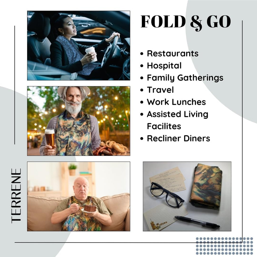 Adult Bib Scarf - Dignified Alternative to Bibs | Washable and Reusable Clothing Protectors for Eating