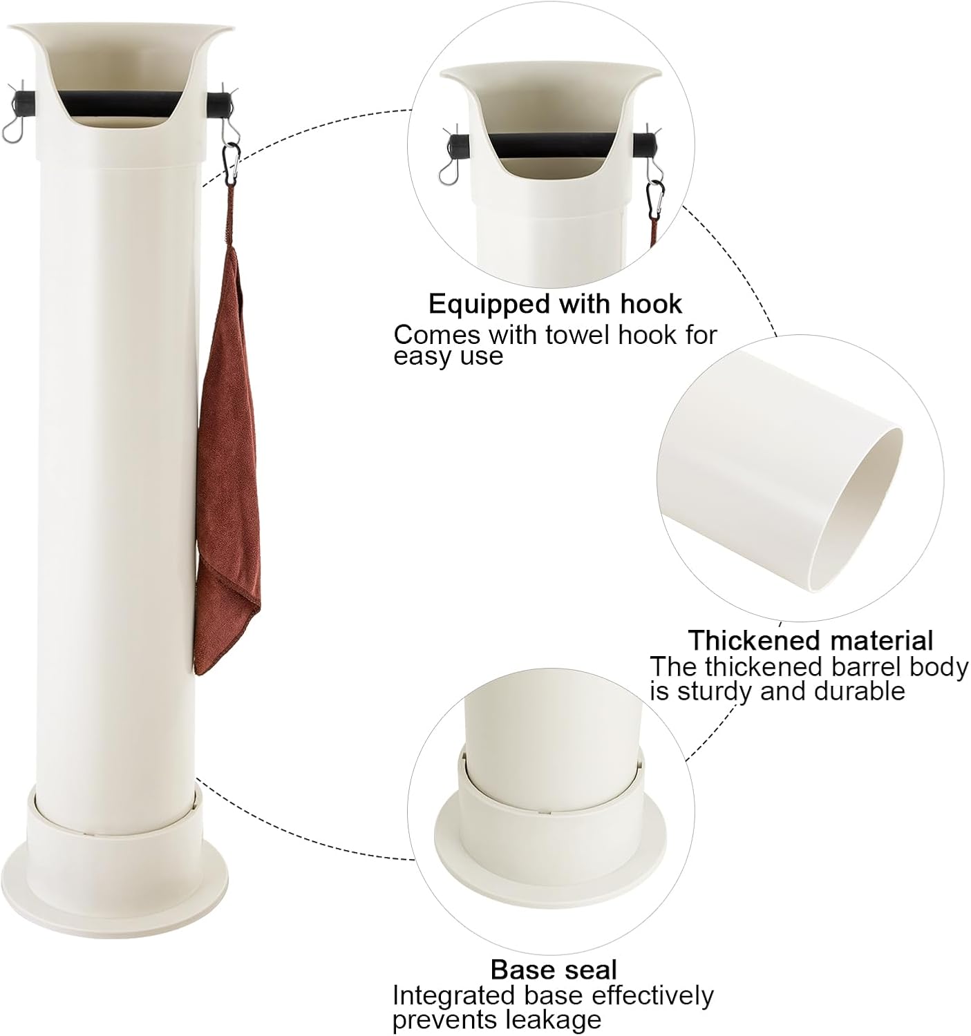 Espresso Coffee Knock Box, Commercial Knock Box for Espresso Coffee Grounds, Floor Standing Coffee Knock Box with 30pcs Garbage Bags and Towel (White)