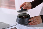 Retro Kitchen Canisters Ceramic Food Storage Jar Roud Shape with Silicone Airtight Lid for Tea, Coffee, Nuts, Herb, Spice, Sugar (Low Black)