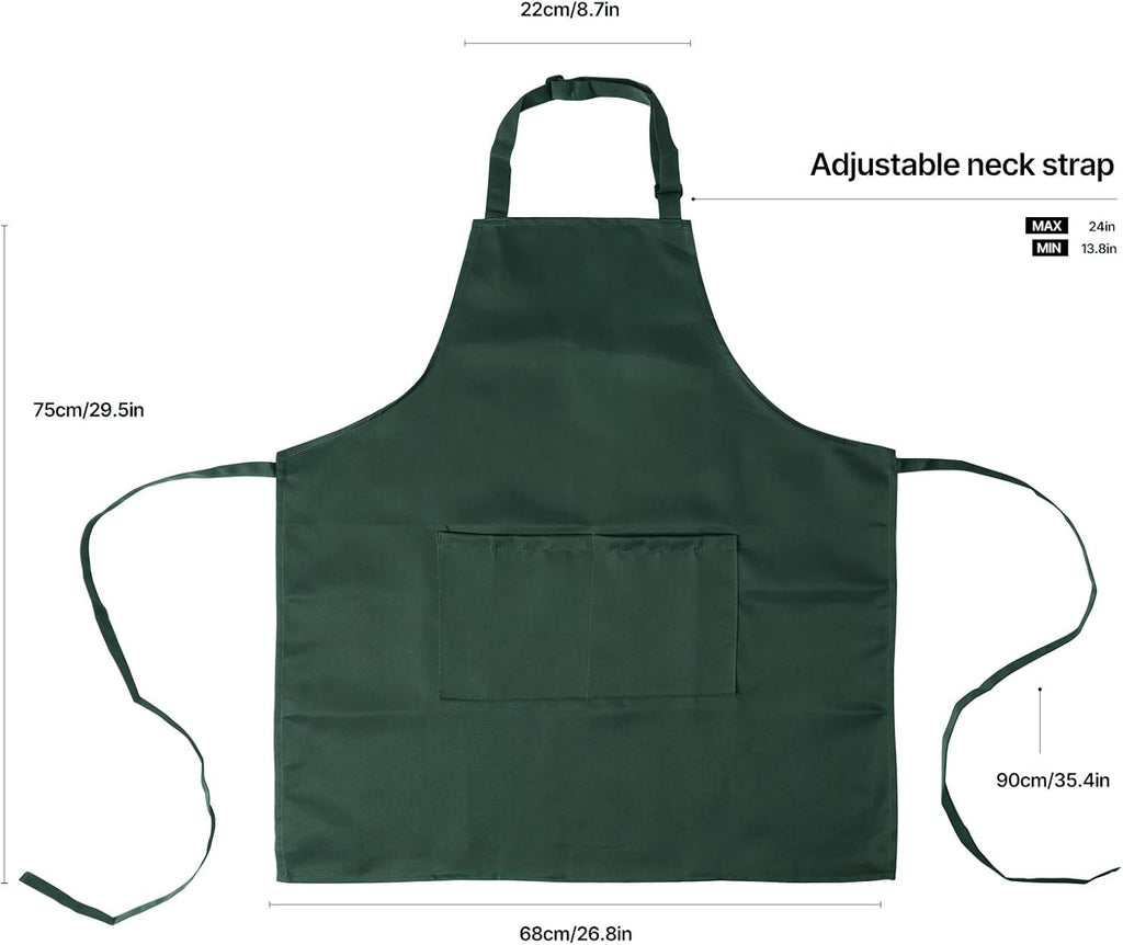 Kitchen Bib Apron for Women Men with Pockets Chef Art Aprons for Cooking Painting Pottery Ceramics