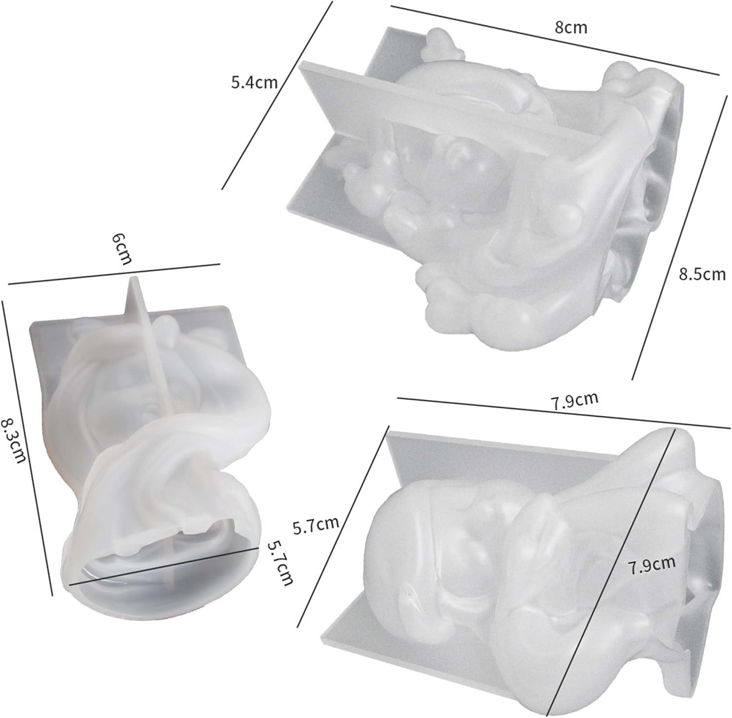 3 Pack Sleep Beauty Candle Mold - Resin Casting Silicone Molds for Home Decor & Candle Making Wave Spiral Mold