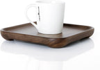 Rustic Walnut Wooden Serving Tray - Solid Wood Square Rectangle Platter for Tea, Coffee Table (Square Small 6.3 x 6.3 inch)