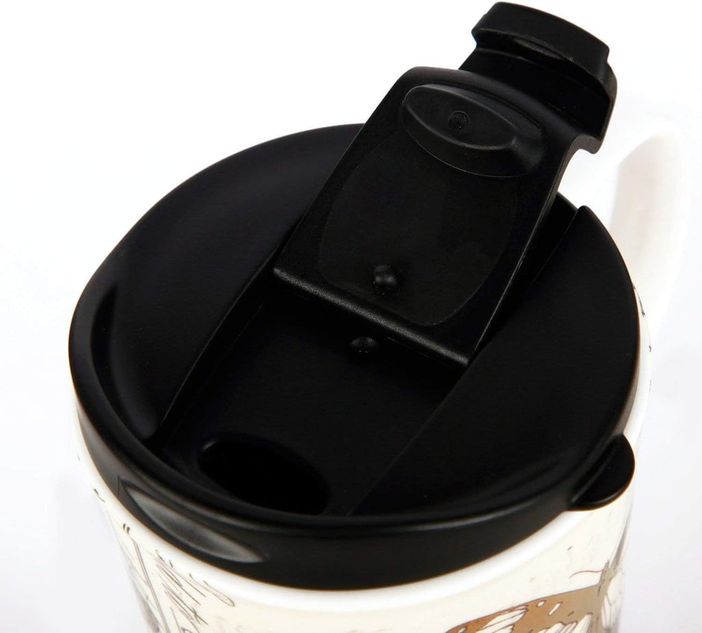 Topadorn 17 OZ Ceramic Coffee Mug Travel Cup with Lid and Gift Box, Red Flower and Butterfly