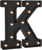 Foaky Black LED Letter Lights for Room Decor - Bedroom Wall Decor, Alphabet Lights for Home, Wedding, Party - Battery Operated （K）