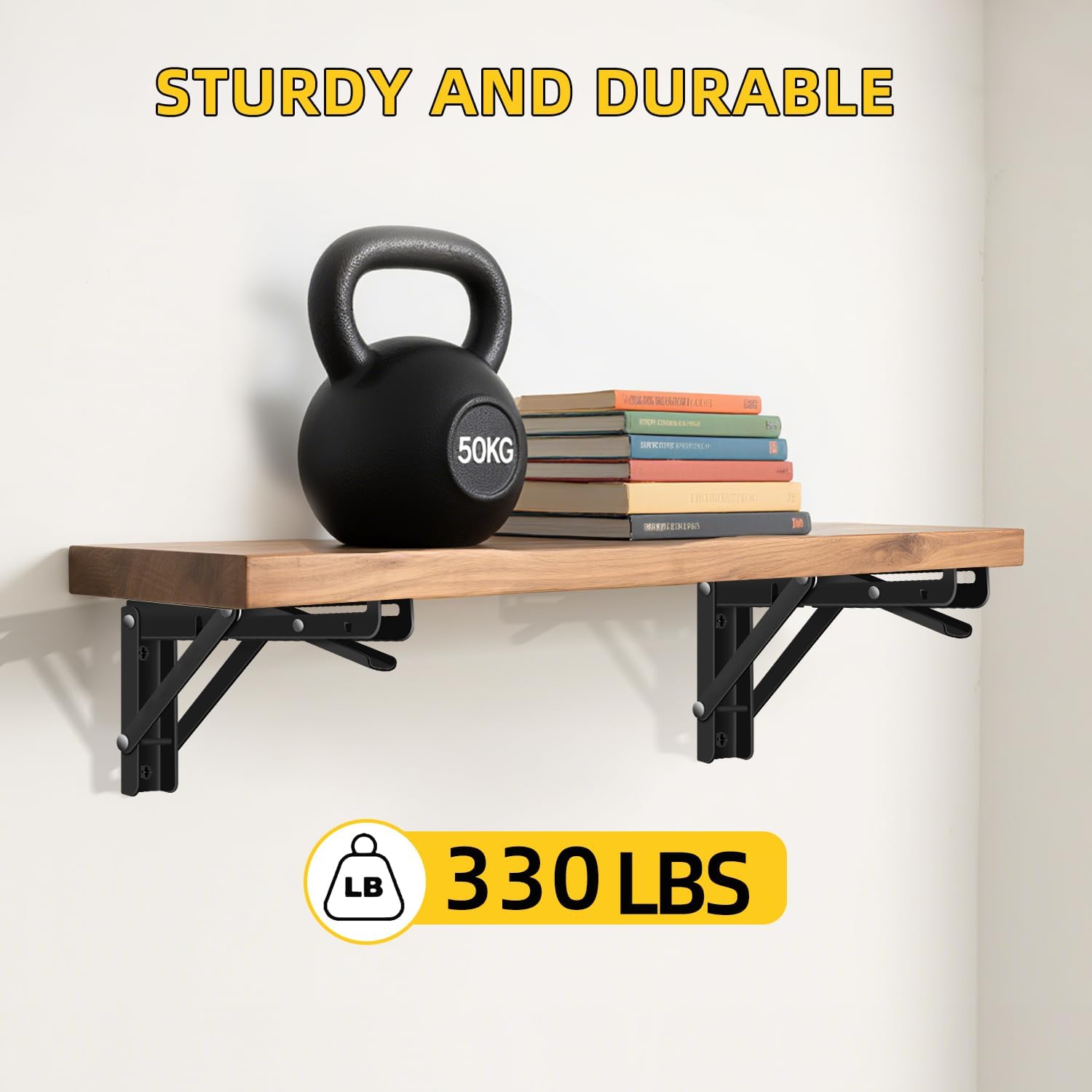 Folding Shelf Brackets Heavy Duty Stainless Steel – Wall Mounted Collapsible Table Bracket for DIY Workbench, RV Countertop, Kitchen Folding Desk 2 Pack