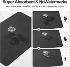 Dish Drying Mat for Kitchen Counter | Coffee Bar Mat for Countertops | Heat Resistant Drainer Mat with Non-slip Rubber Backed | Hide Stain Kitchen Absorbent Draining Mat | Black 18"x24"