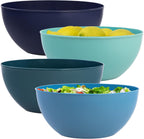 US Acrylic Vista Durable Plastic Salad and Serving 10-inch Bowls | Set of 4 in Coastal Colors | Reusable, BPA-free, Made in the USA | 135 oz. capacity