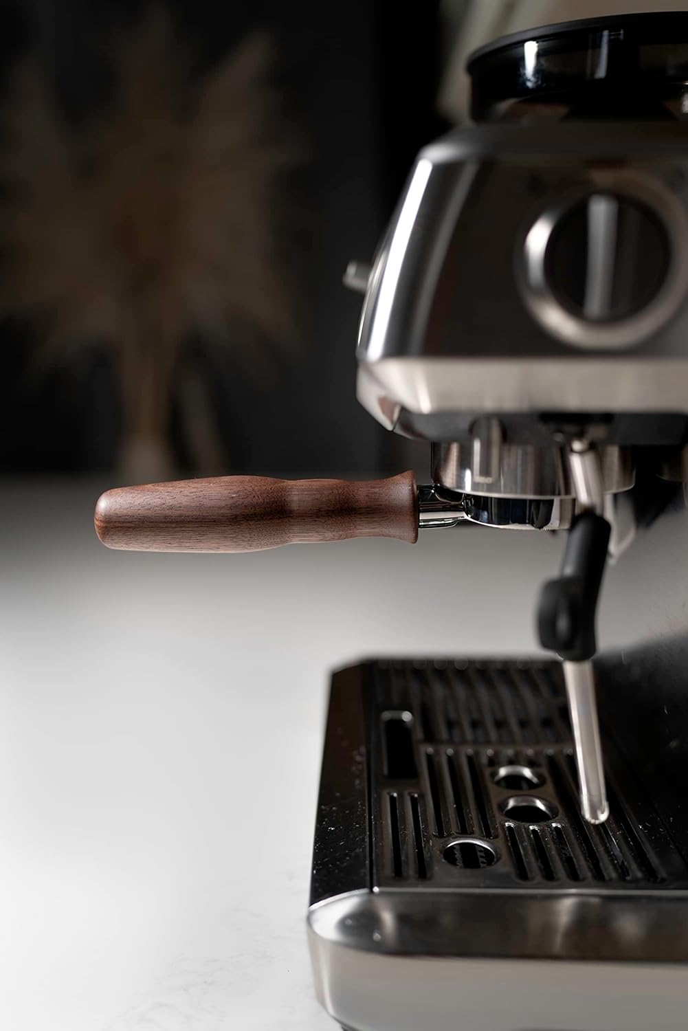 LILQ 54mm Spouted Portafilter Compatible with Breville Barista Express, Barista Pro, Bambino, and More – 18-20g basket included (Walnut, Double Spouts)