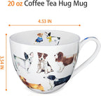 Cute Dog Mugs for Daily Coffee and Tea, Premium 20 oz Bone China Coffee Tea Hug Mug, Perfect Holiday and Birthday Gift for Dog Lovers, Designed in England by Harvest Green Studio