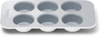 Caraway Nonstick Ceramic 6 Cup Muffin Pan – Non-Toxic, PTFE & PFOA Free – Oven Safe – Aluminized Steel Core – Small Muffin Pan for Baking Cupcakes, Muffins & More - White