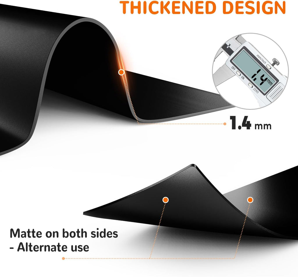 Warome Heat Resistant Mat, 47"x 23" Silicone Mat, Extra Large Silicone Mats for Kitchen Countert, Nonslip Kitchen Countertop Protector for Baking/Crafts, No Creases-Black