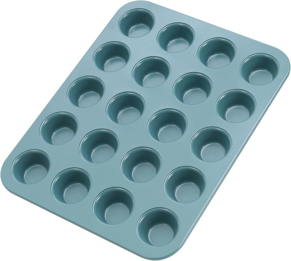 CHEFMADE Mini Muffin Pan, 20 Cups Non-Stick Tiny Cupcake Pan Bakeware for Oven Baking (Green)