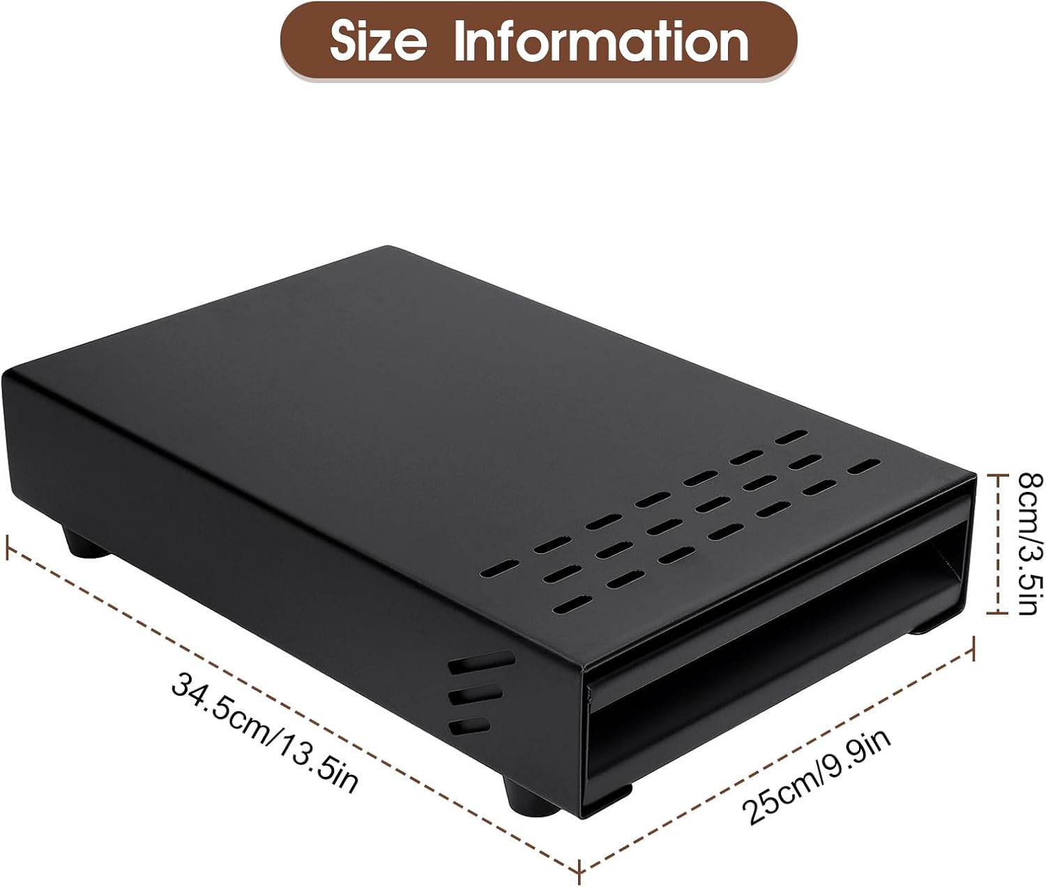 Espresso Knock Box, Stainless Steel Coffee Knocker Drawer with Non Slip Feet and Removable Rubber Lever, Coffee Knock Box Drawer 13.5 x 9.9 x 3.5 in