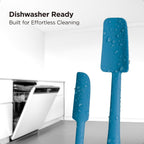 Kitchen Mama WaltzGrip Platinum Silicone Jar and Can Spatula Utensil Set: Heat-Resistant, Nonstick Scraper, Scooping, Perfect for Smoothies, Jam, Cream, Peanut Butter, Dishwasher Cooking Gadget (Blue)