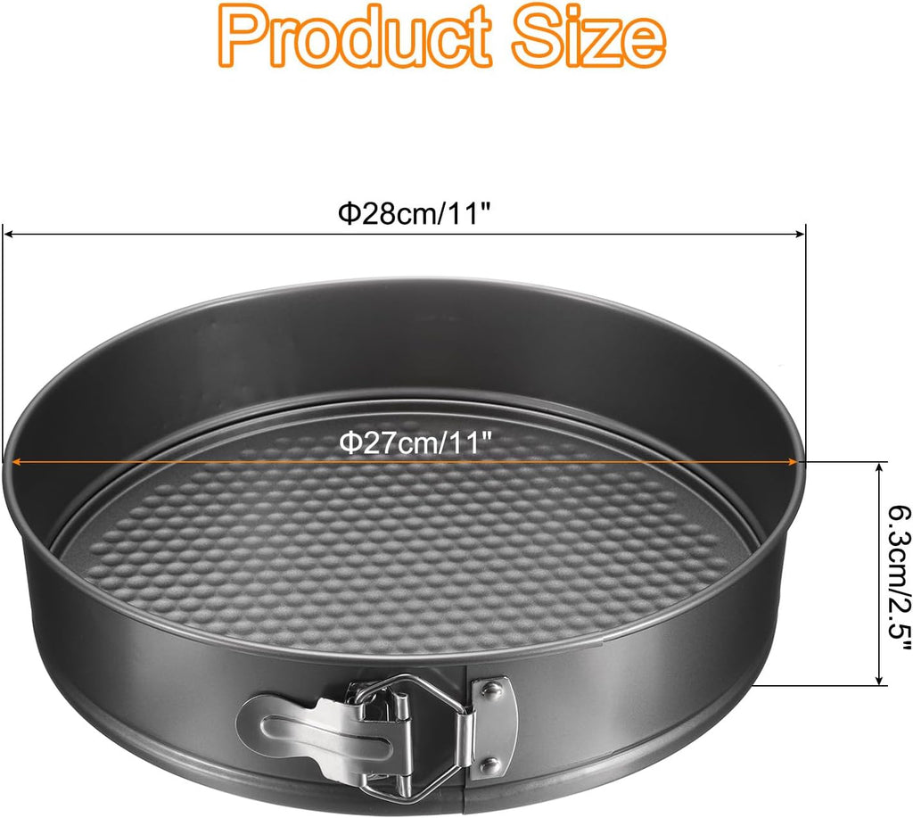 uxcell 11 Inch Springform Pan Nonstick Cake Pan with Removable Bottom Round Leakproof Cake Baking Pans Molds for Baking, Cheese Cakes, Pizza, Biscuits, Black（1pcs