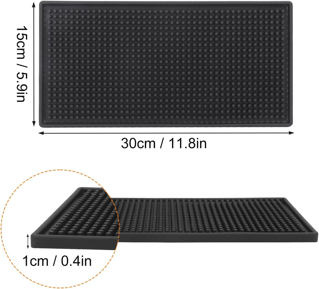 12 Pack Rubber Bar Mats, 12" x 6" Black Bar Service Mat, Spill Mat for Countertop, Bartending, Rubber Bar Mats, Efficient and Stylish Solution for Every Bartending Need,by KUKLIPJIM