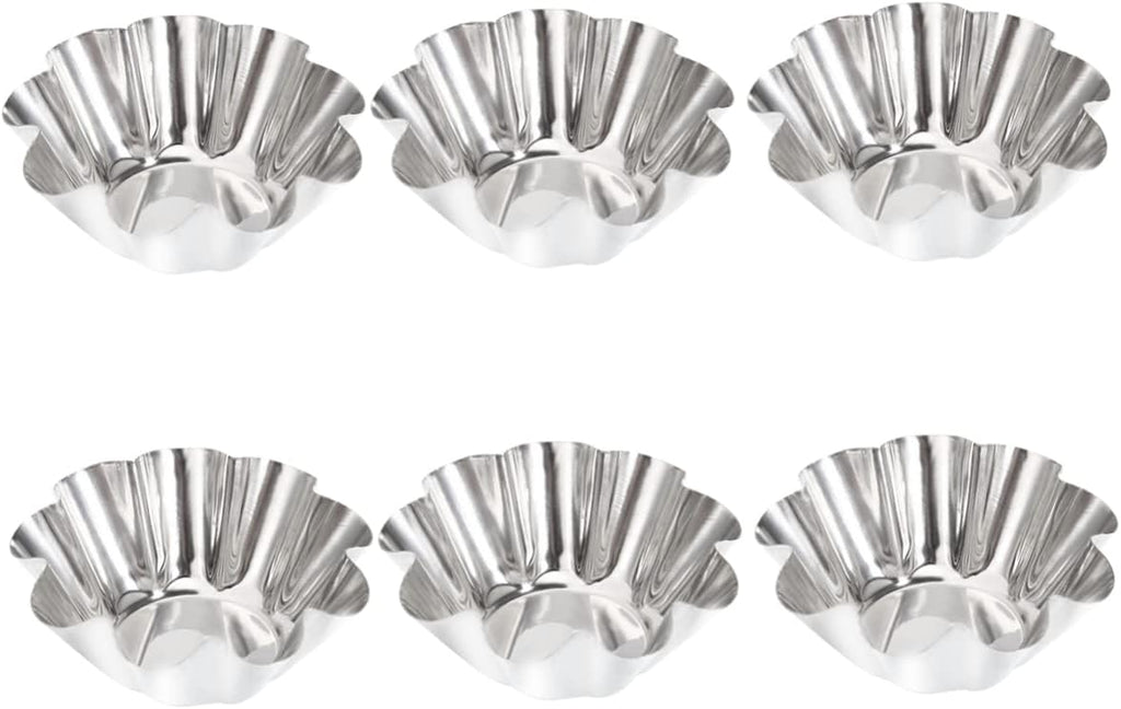 Mikinona 12pcs Non- Stick Tart Pans Tart Mould Egg Tart Molds Stainless Steel Tart Baking Mold Oven Pans Nonstick Bakeware Cupcake Wrapper Egg Tart Baking Cups Tart Tin Mini Non Stick Pan