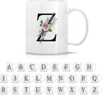 Retreez Initial A-Z Floral Botanical Bouquet Alphabet Monogrammed Monogram Mug 11 Oz Ceramic Tea Coffee Mugs - Appreciation Thank You Wedding Birthday Gifts for her friend coworker sister - Z Initial