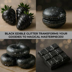 Bulk 20g Black Edible Glitter for Drinks | Premium Edible Glitter for Cakes, Cocktails, Black Cake Decorating Decorations Food Grade, Vegan, Kosher, Halal, Gluten Free - Made in USA