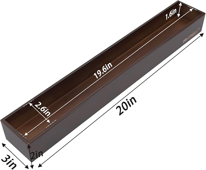 Bamboo Narrow Organizer,Kitchen Utensil Organizer Silverware Tray,Cutlery Holder, Wood Storage Box for Flatware, Makeup, Bathroom, Office Desk(20 * 3 * 2,Nut-brown)