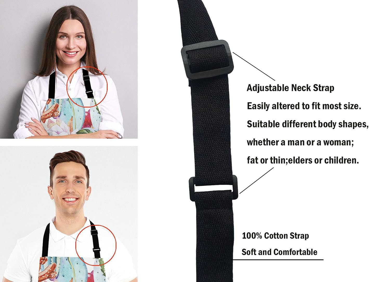 Cactus Kitchen Cooking BBQ Chef Apron, Watercolor With Flowers Roses and Cactus Apron for Men, Women - Dad Gifts, Gifts for Men - Birthday, Mothers Day Gifts for Mom