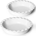 ONTUBE 10.5-Inch Deep Pie Pans 50oz, Ceramic Large Round Pie Tins for Baking, (White 2 Pieces)
