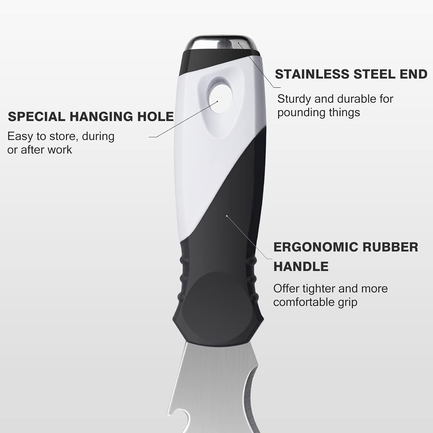 Mister Rui Paint Scraper, 3 Pack Multi Use Paint Tools Putty Knife 10 in 1, Paint Scraper Tools for Painting, Metal Scraper with Hammer End, Taping Knife, Spackle Tool