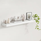 Fun Memories White Floating Shelves 48 InchLong, 9 Inch Deep Floating Shelves, Solid Wood Shelves for Home Decor, Deep Storage & Display Shelves for Living Room, Bathroom, Kitchen, Set of 1
