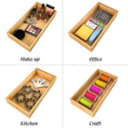 Drawer Organizer Utensil Holder for Kitchen, Small Wood Silverware Storage Organizer, Stackable Box Tray for Cutlery, Flatware, Bathroom Countertop Caddy for Makeup, Jewelry(12"6"2.5")