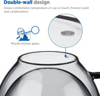 ecooe Black Double Walled Glass Coffee Mug 12 oz Latte Cappuccino Cups Set of 2 Coffee Cups with Handle, Heat Resistant Double Wall Glass Cup for Tea Milk Juice Ice Cream, Birthday Gifts for Mum Dad