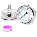 MEANLIN MEASURE 0~1000Psi Liquid Filled Pressure Gauge Stainless Steel with 316 Stainless Steel Joint 1/4" NPT 2.5" FACE DIAL for WOG Water Oil Air Center Back Mount