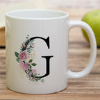 Retreez Initial A-Z Floral Botanical Bouquet Alphabet Monogrammed Monogram Mug 11 Oz Ceramic Tea Coffee Mugs - Appreciation Thank You Wedding Birthday Gifts for her friend coworker sister - G Initial