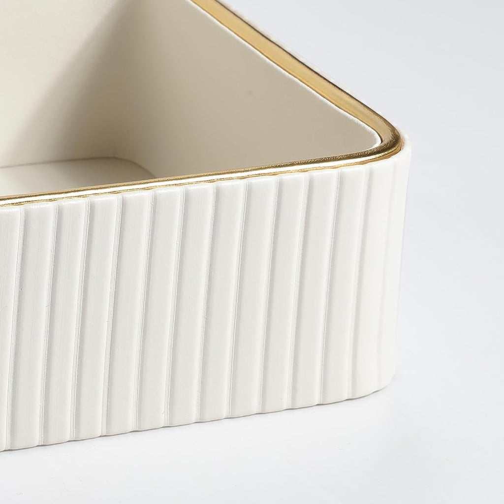 Desk Organizer Tray, PU Leather Valet Tray Nightstand Organizer Cologne Perfume Trays for Men Women, Decorative Vanity Trays Key Bowl Trinket Dish (Ivory, 10.3" x 6.7" x 2.2")