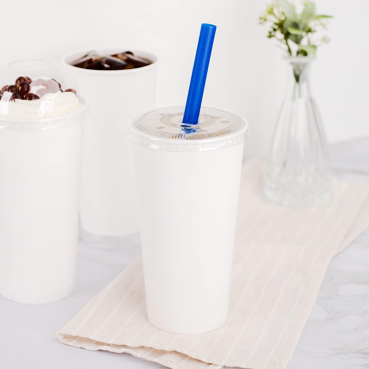 Karat 9" Boba Straws(10mm Diameter), Poly-Wrapped, Assorted Solid Colors (Blue)